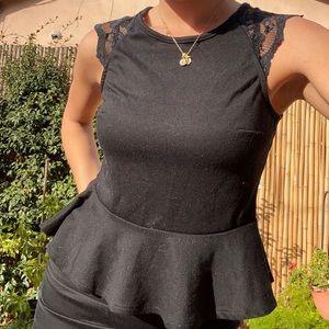 Black lace peplum top